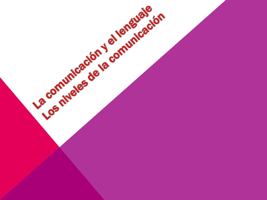 La comunicación y el lenguaje Los niveles de la comunicación