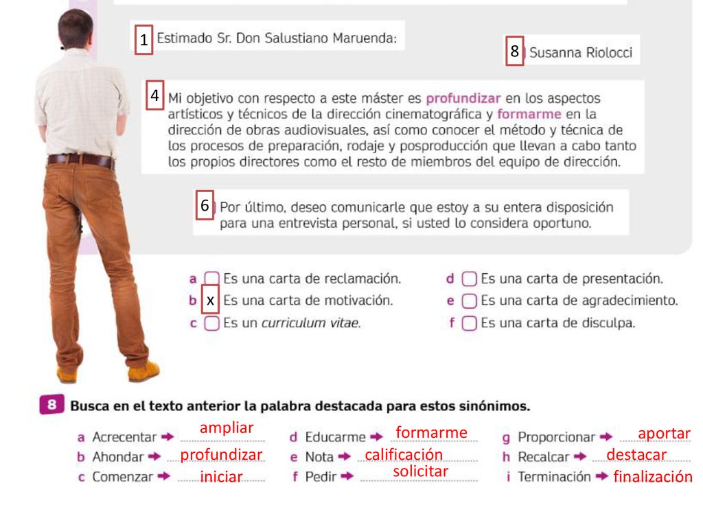 x ampliar formarme aportar profundizar calificación destacar solicitar iniciar finalización