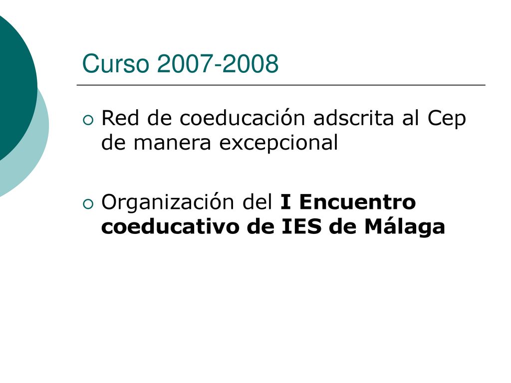 Curso Red de coeducación adscrita al Cep de manera excepcional.