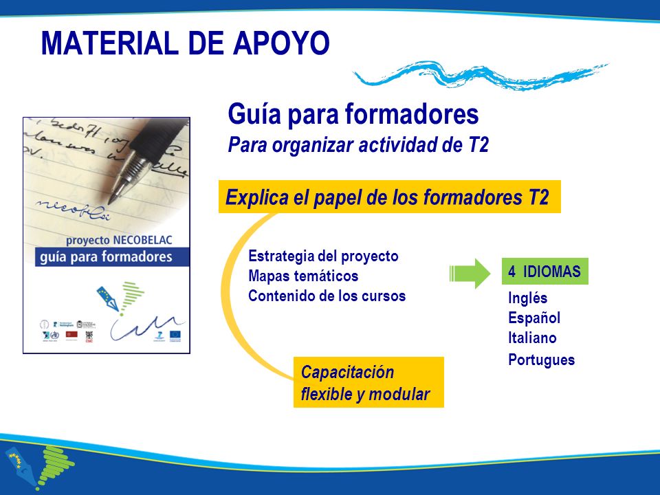 MATERIAL DE APOYO Guía para formadores Para organizar actividad de T2