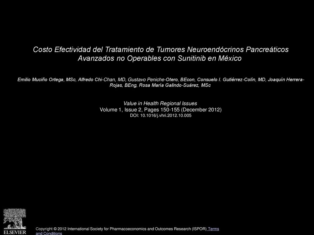 Costo Efectividad del Tratamiento de Tumores Neuroendócrinos Pancreáticos Avanzados no Operables con Sunitinib en México