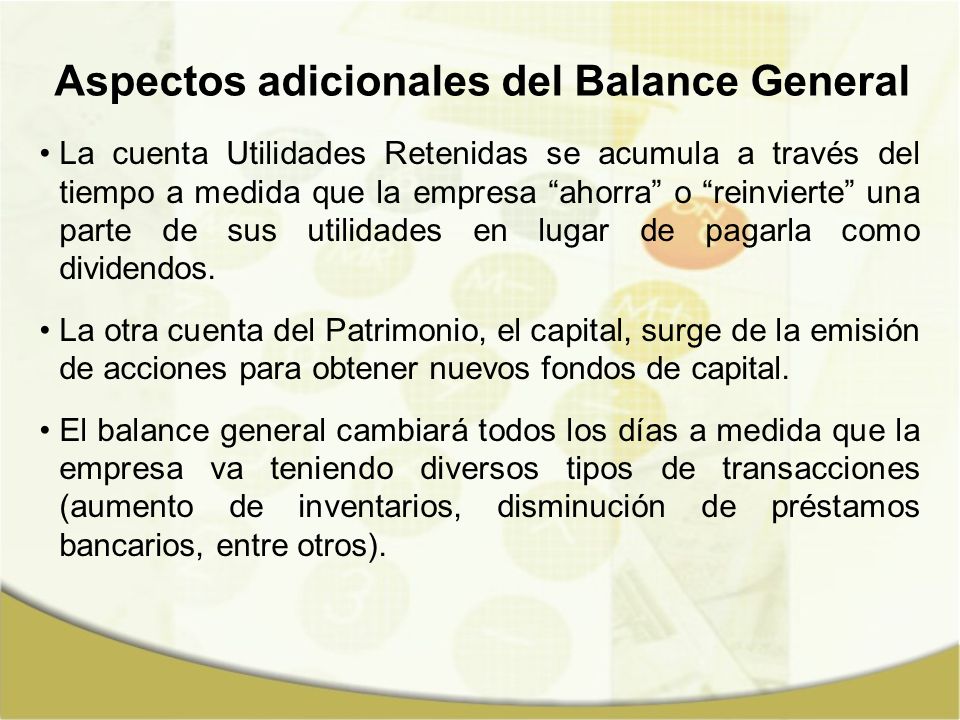 Aspectos adicionales del Balance General