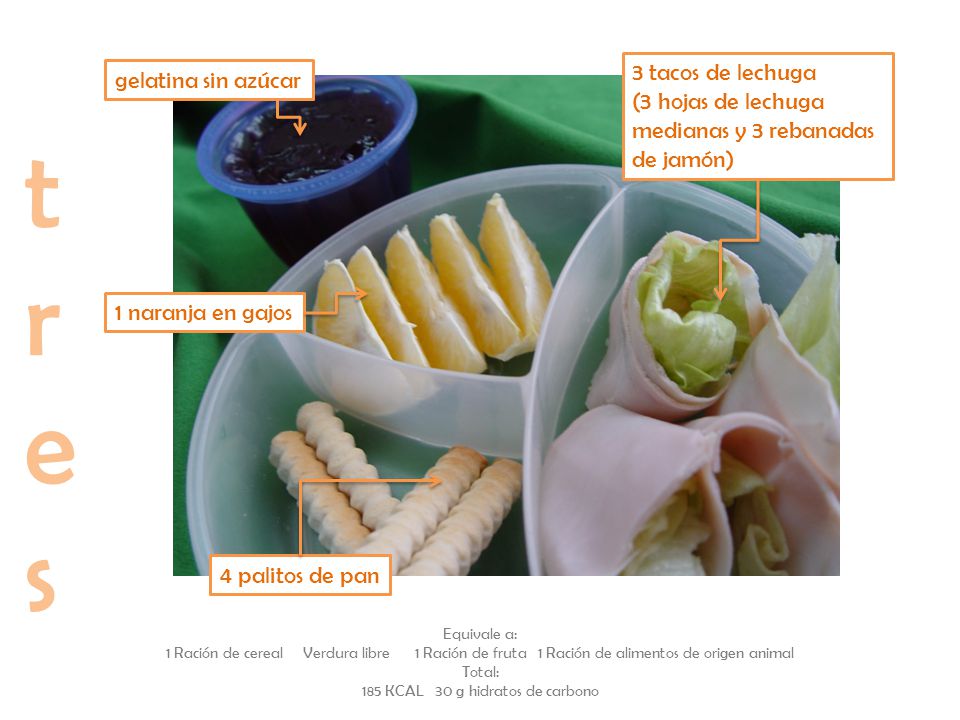 185 KCAL 30 g hidratos de carbono