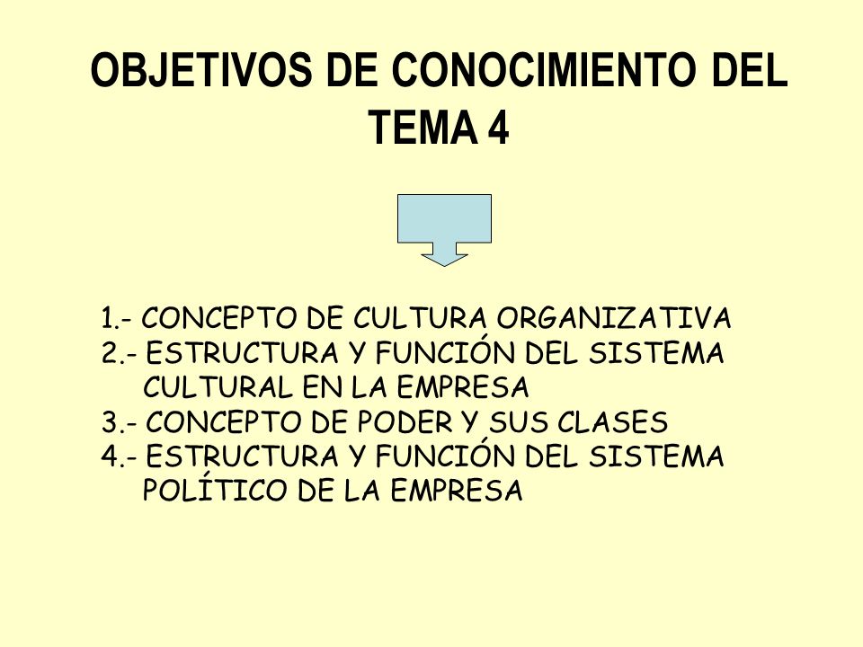 OBJETIVOS DE CONOCIMIENTO DEL TEMA 4