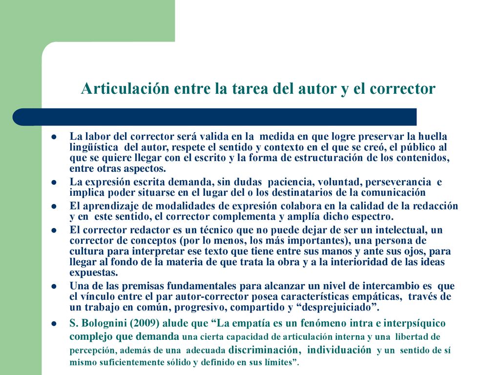 Articulación entre la tarea del autor y el corrector