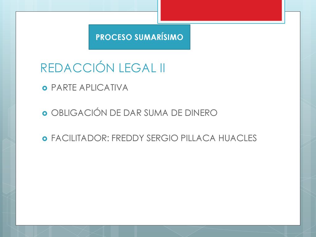 REDACCIÓN LEGAL II PARTE APLICATIVA OBLIGACIÓN DE DAR SUMA DE DINERO