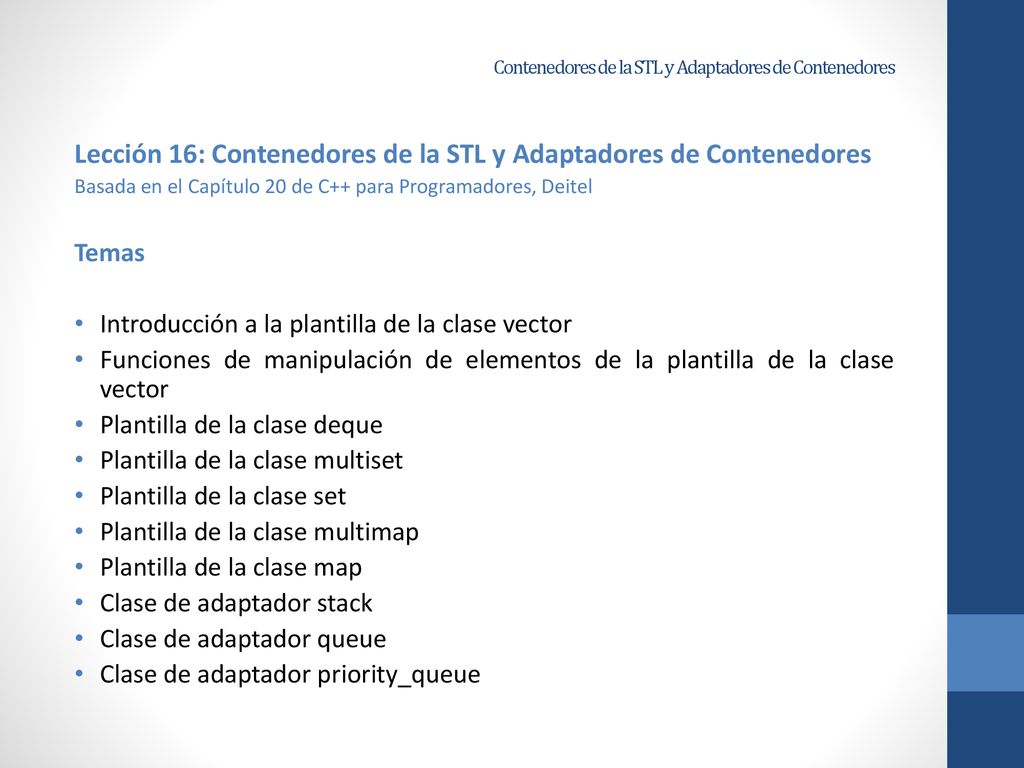 Contenedores de la STL y Adaptadores de Contenedores