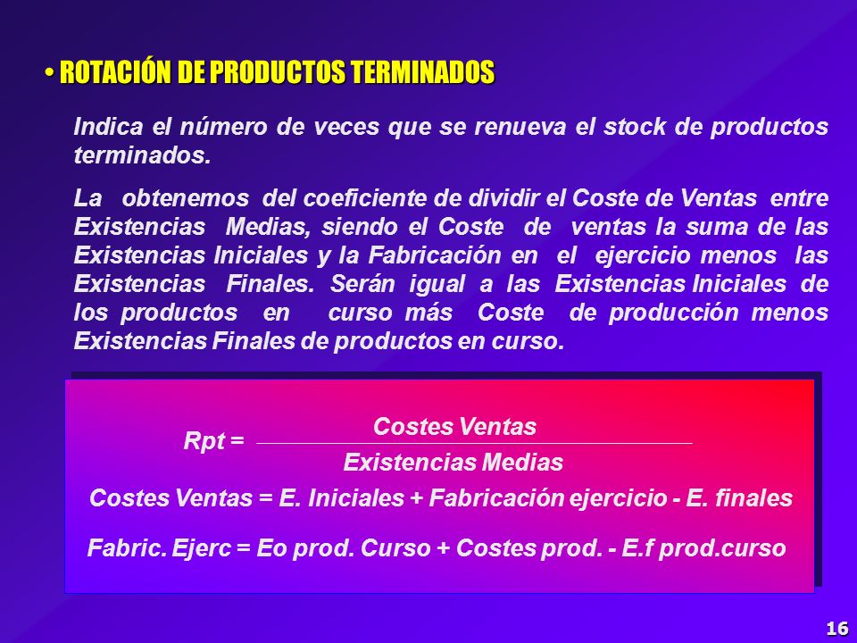 ROTACIÓN DE PRODUCTOS TERMINADOS
