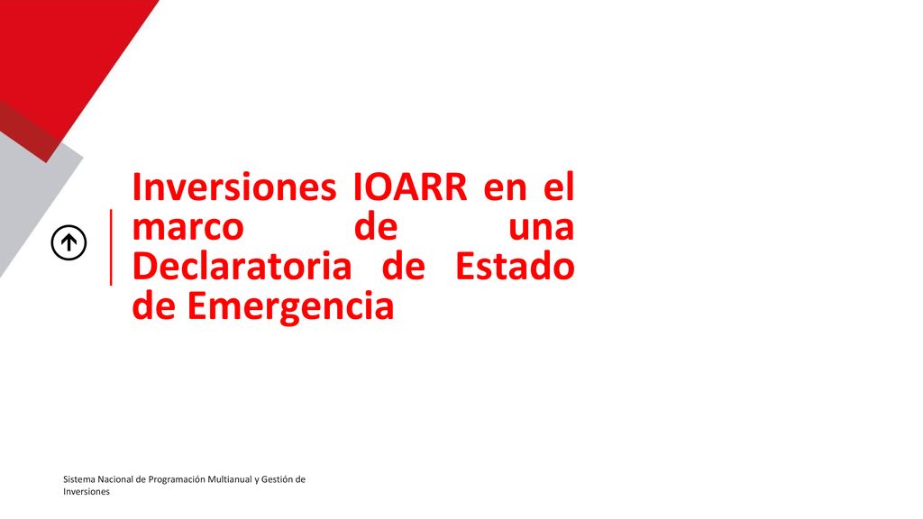 Inversiones IOARR en el marco de una Declaratoria de Estado de Emergencia
