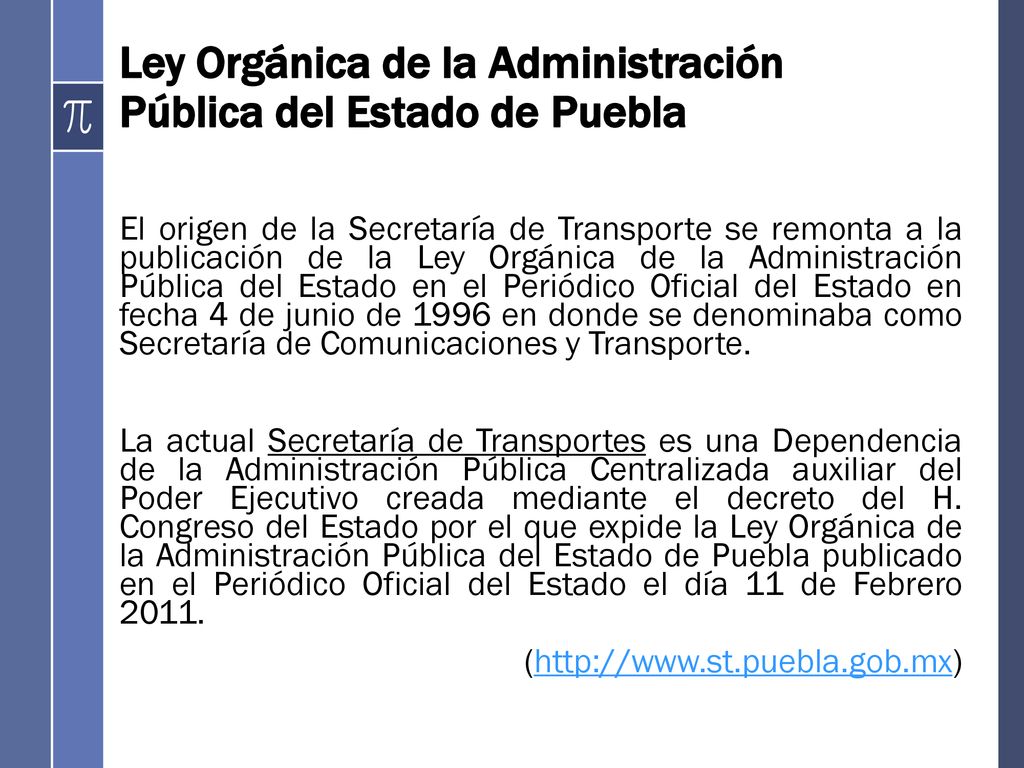 Ley Orgánica de la Administración Pública del Estado de Puebla