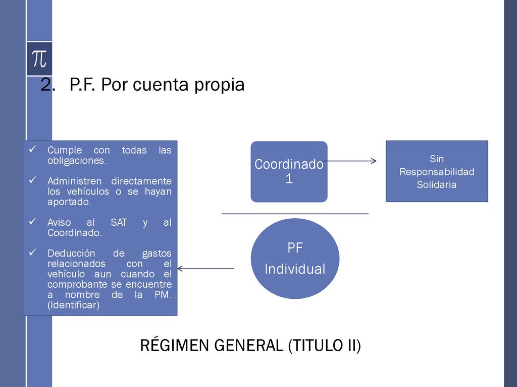 P.F. Por cuenta propia RÉGIMEN GENERAL (TITULO II) PF Individual