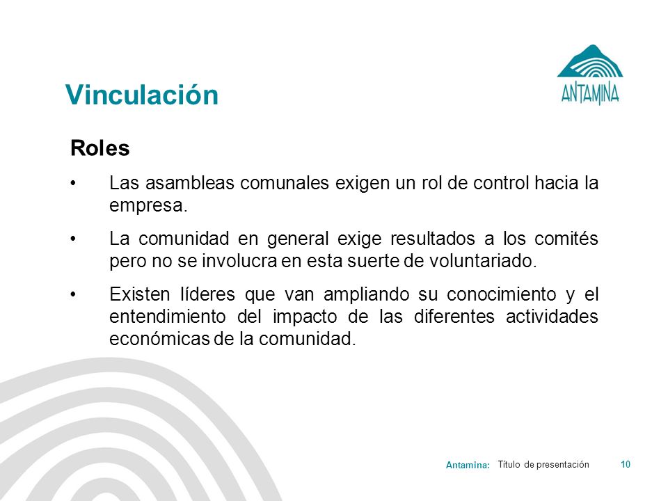 Vinculación Roles. Las asambleas comunales exigen un rol de control hacia la empresa.