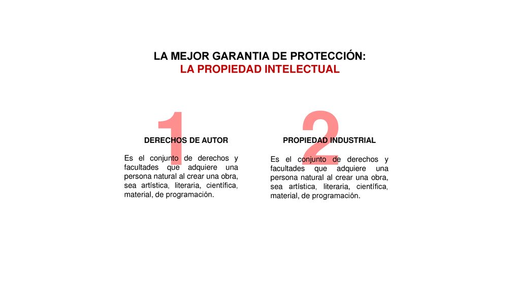 1 2 LA MEJOR GARANTIA DE PROTECCIÓN: LA PROPIEDAD INTELECTUAL