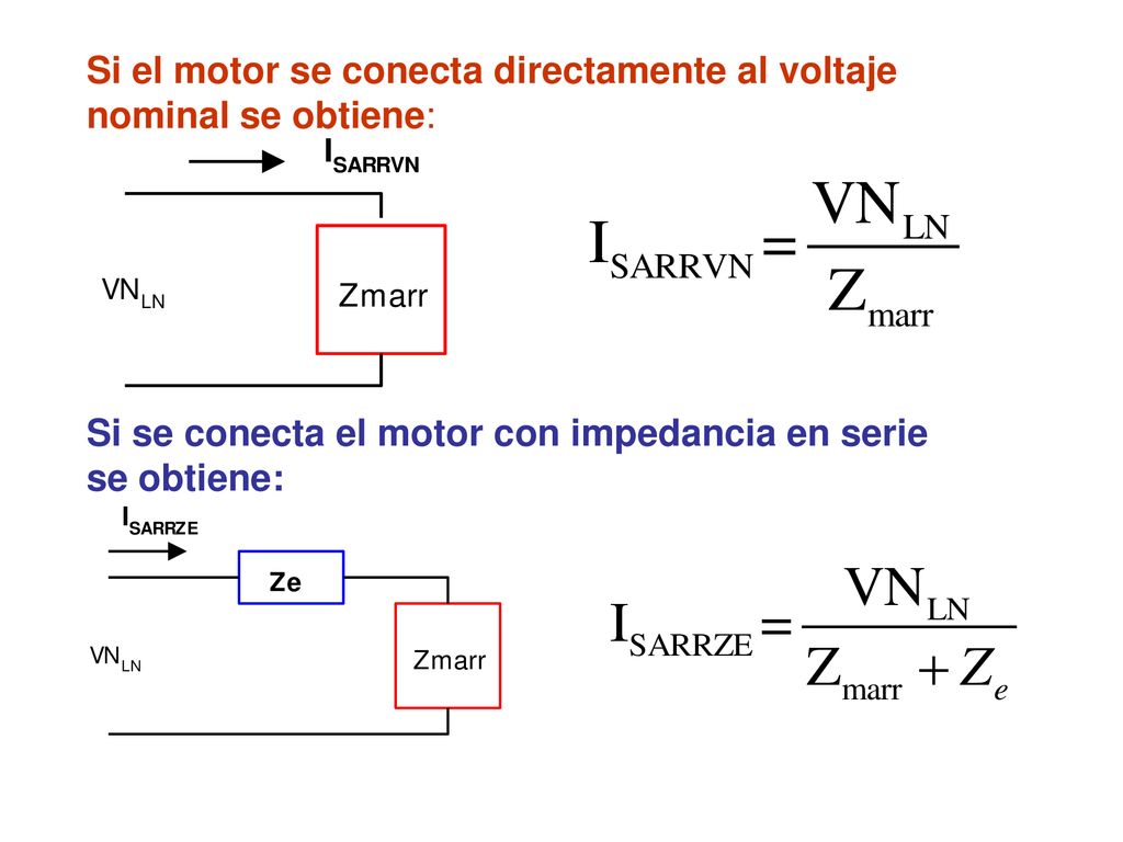 Si el motor se conecta directamente al voltaje nominal se obtiene: