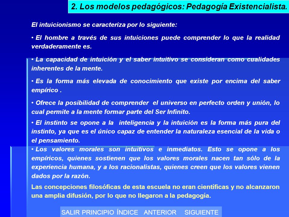 2. Los modelos pedagógicos: Pedagogía Existencialista.
