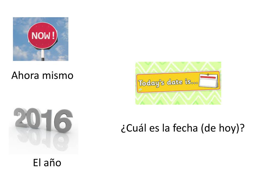 Ahora mismo ¿Cuál es la fecha (de hoy) El año