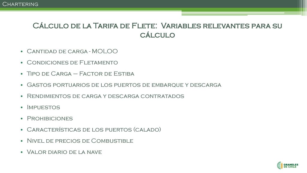 Cálculo de la Tarifa de Flete: Variables relevantes para su cálculo