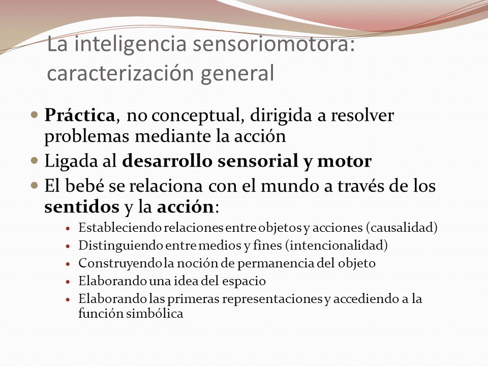 La inteligencia sensoriomotora: caracterización general