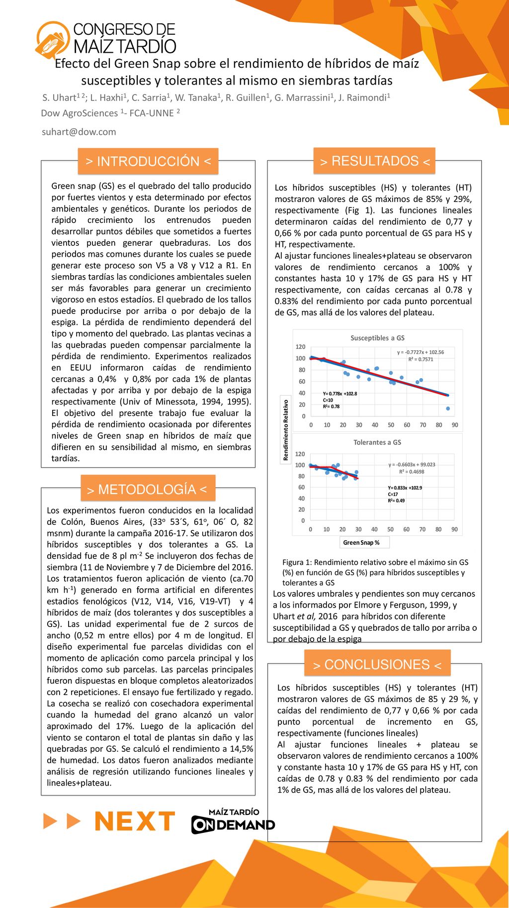 Efecto del Green Snap sobre el rendimiento de híbridos de maíz susceptibles y tolerantes al mismo en siembras tardías