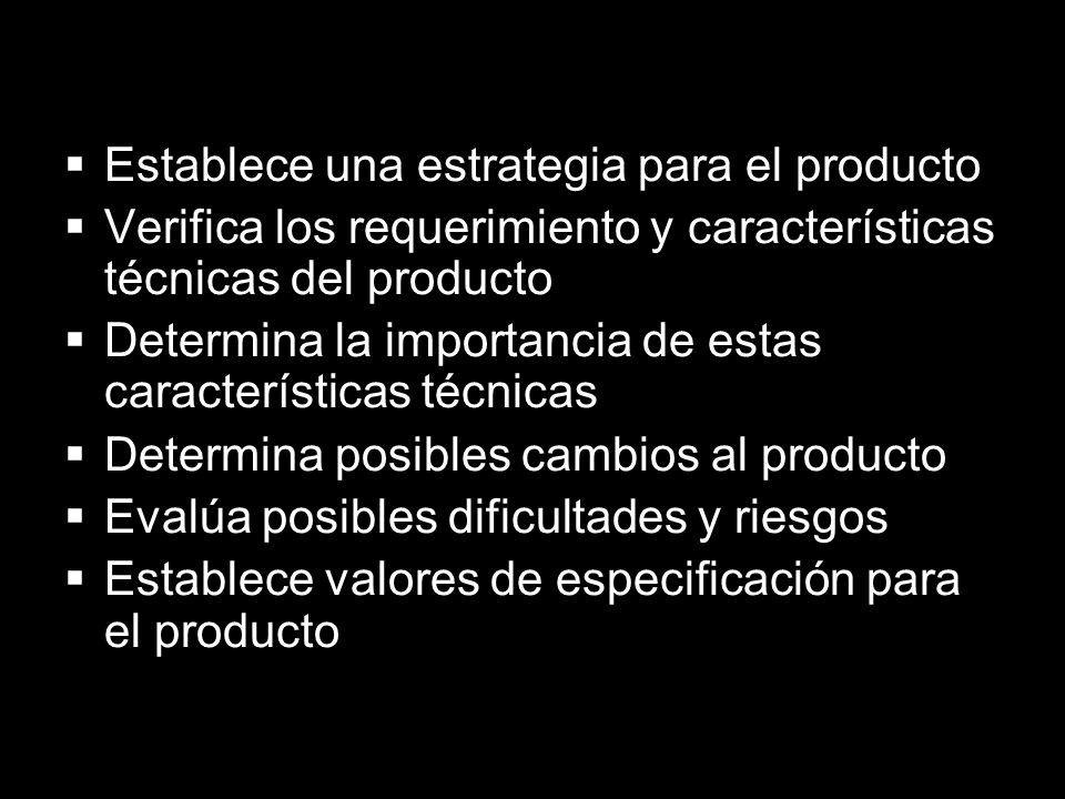Establece una estrategia para el producto