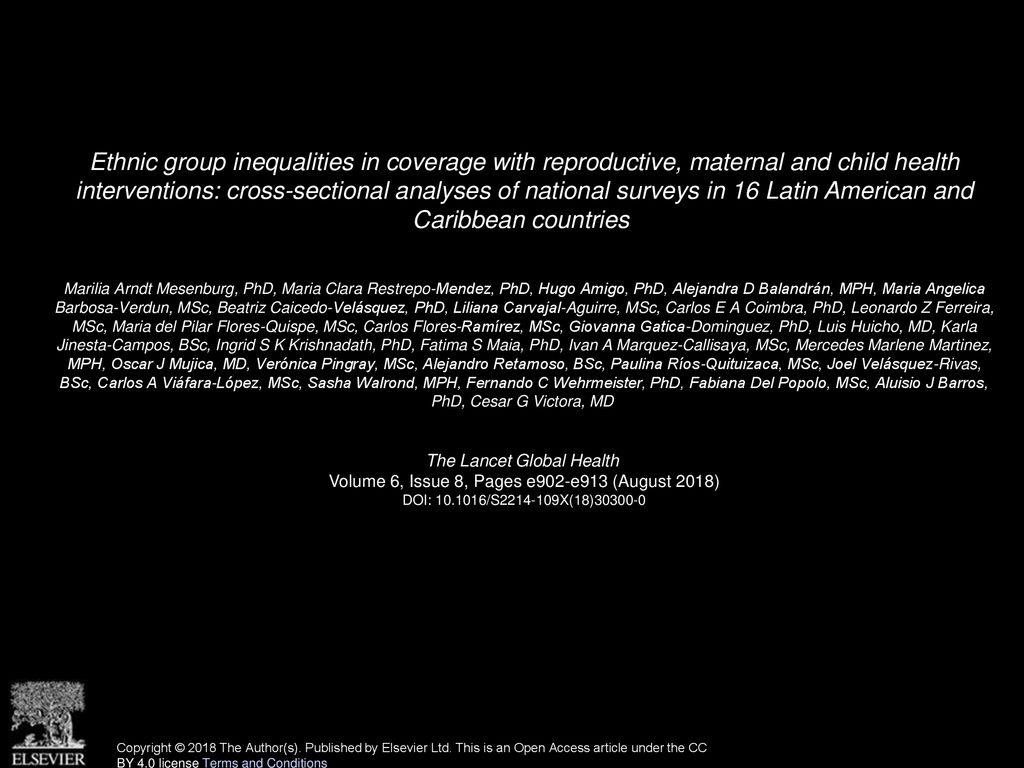 Ethnic group inequalities in coverage with reproductive, maternal and child health interventions: cross-sectional analyses of national surveys in 16 Latin American and Caribbean countries