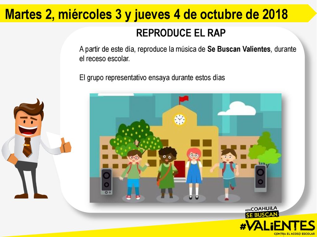 Martes 2, miércoles 3 y jueves 4 de octubre de 2018