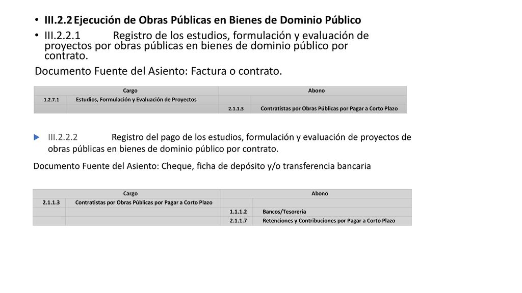 III.2.2 Ejecución de Obras Públicas en Bienes de Dominio Público