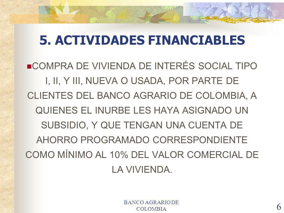 5. ACTIVIDADES FINANCIABLES