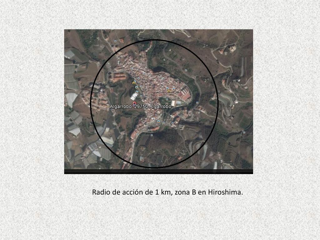 Radio de acción de 1 km, zona B en Hiroshima.
