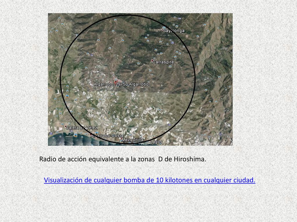 Visualización de cualquier bomba de 10 kilotones en cualquier ciudad.