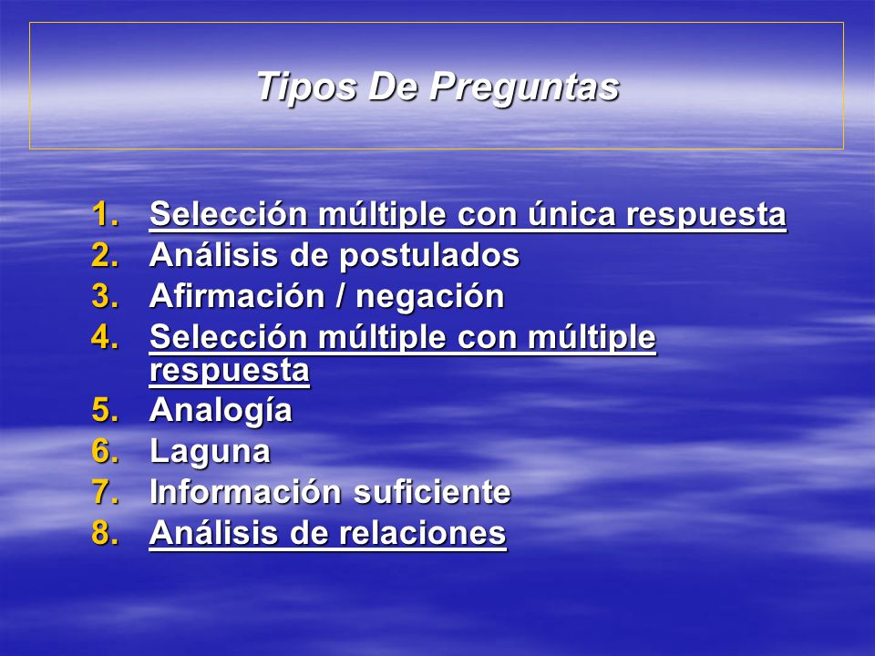 Tipos De Preguntas Selección múltiple con única respuesta