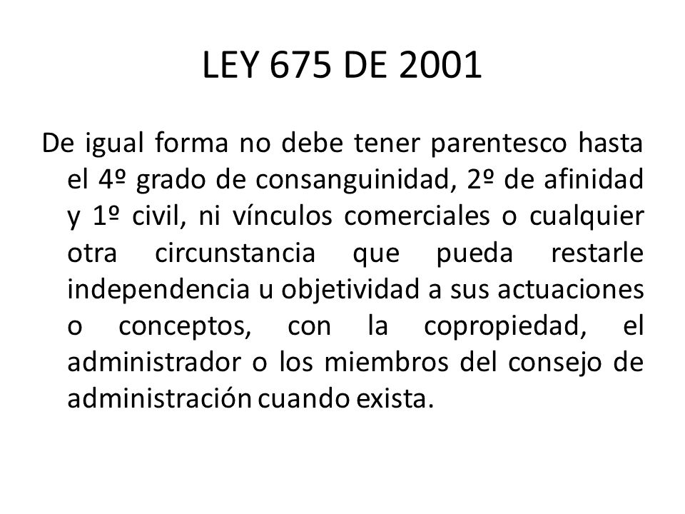 LEY 675 DE 2001