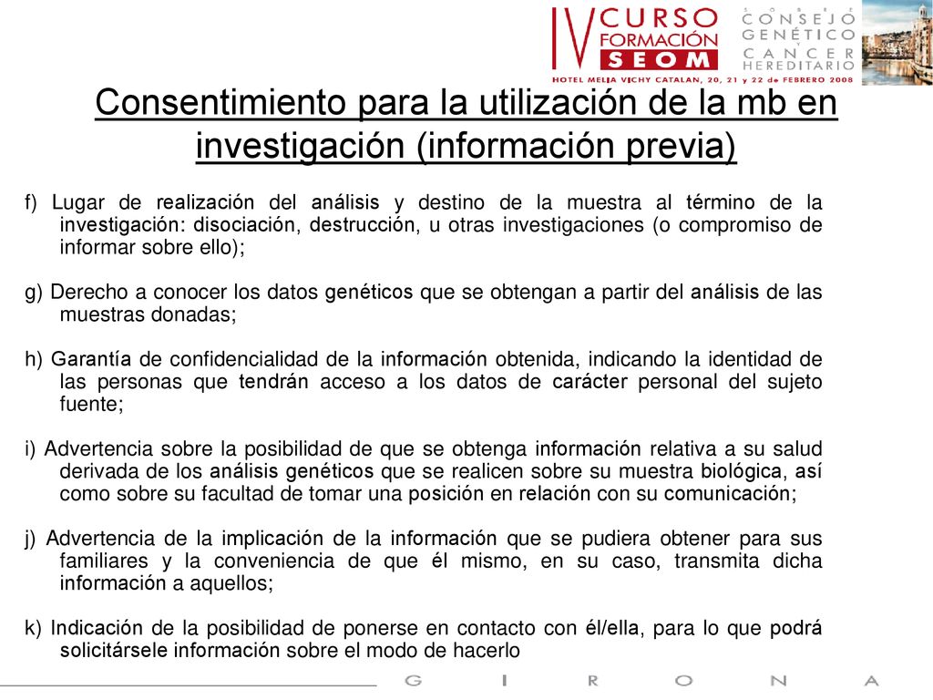 Consentimiento para la utilización de la mb en investigación (información previa)