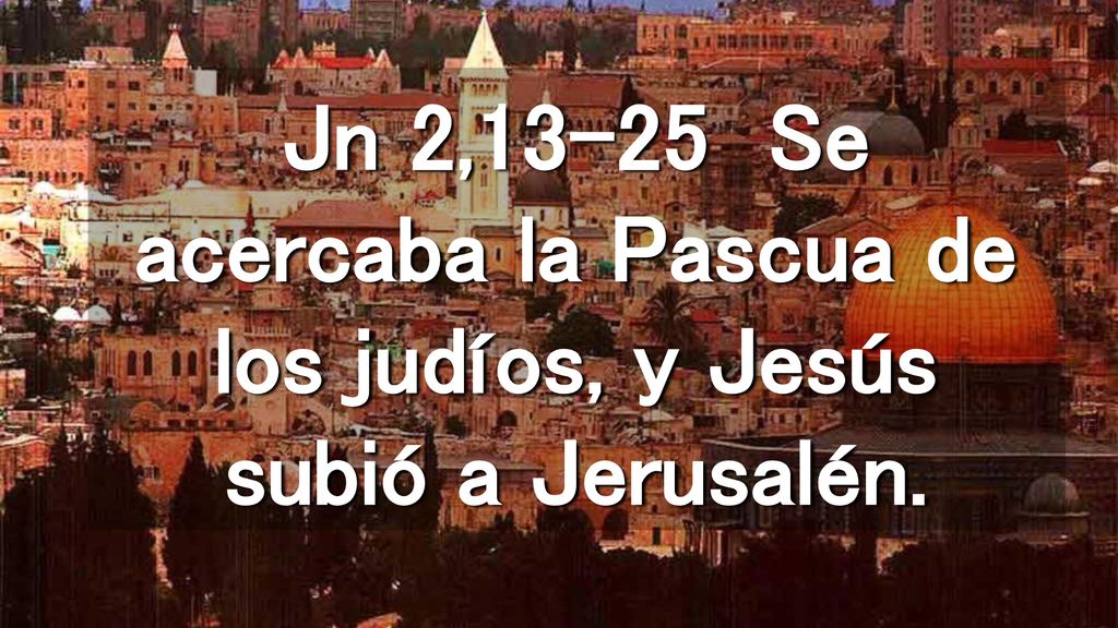 Jn 2,13-25 Se acercaba la Pascua de los judíos, y Jesús subió a Jerusalén.
