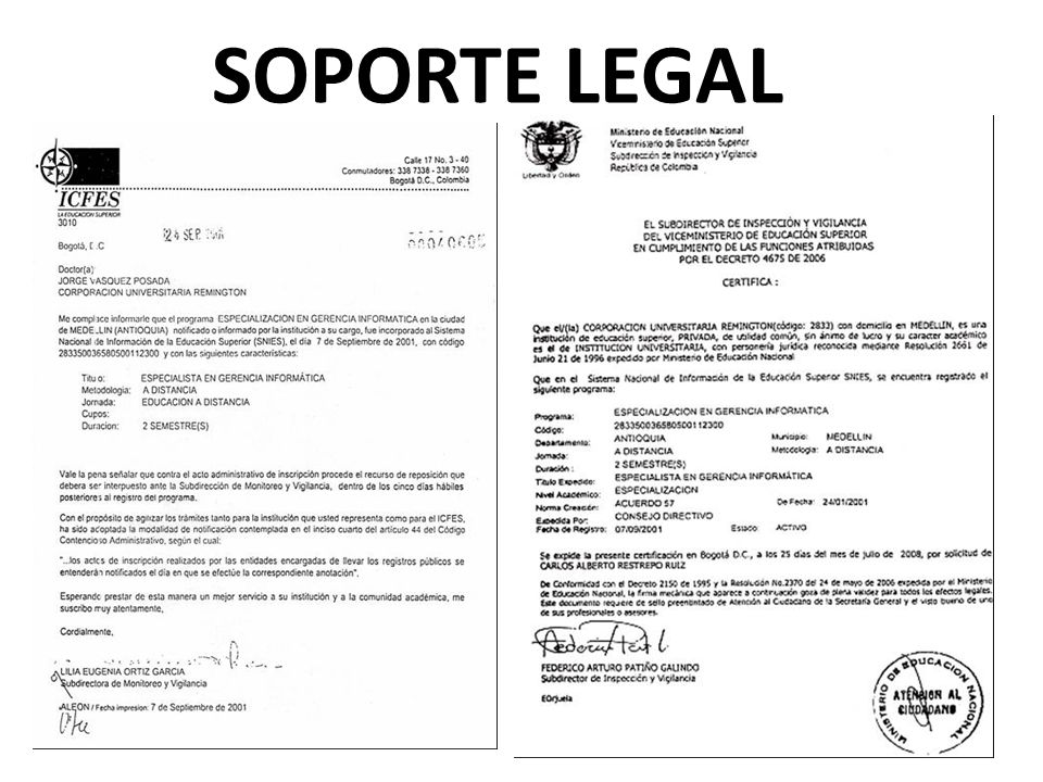 SOPORTE LEGAL
