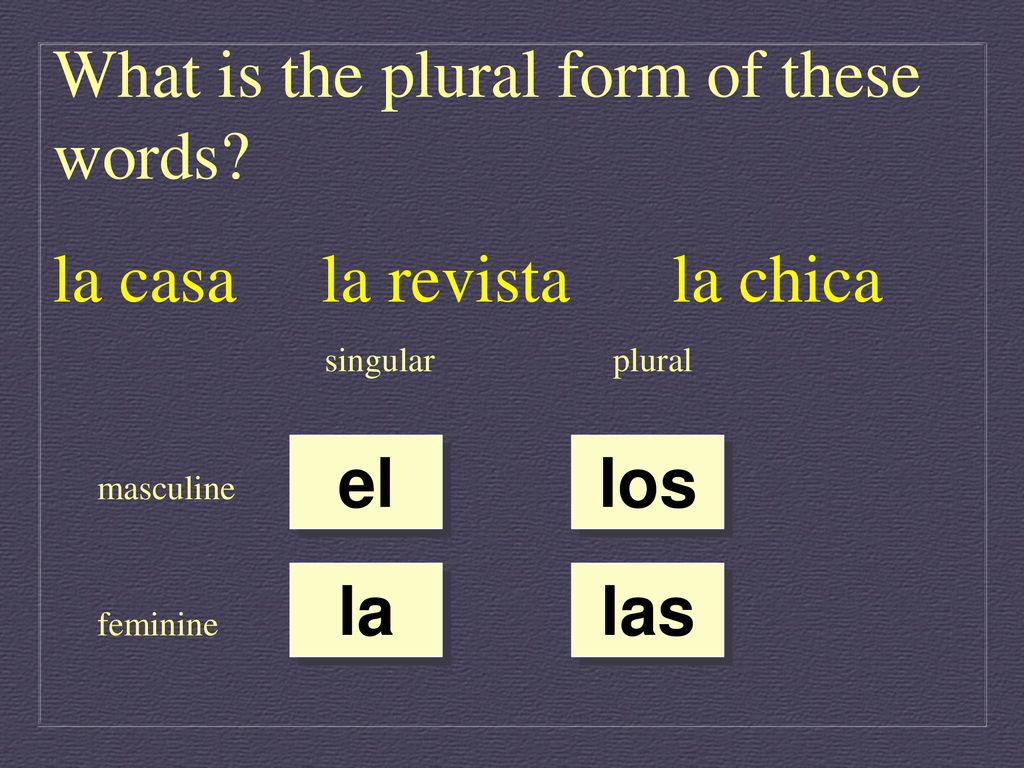 What is the plural form of these words la casa la revista la chica