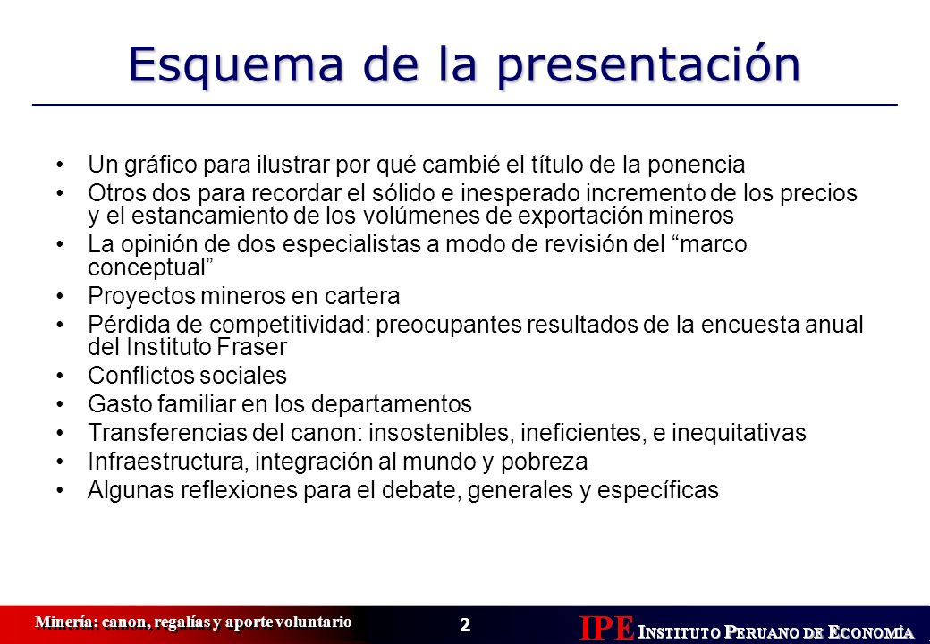 Esquema de la presentación