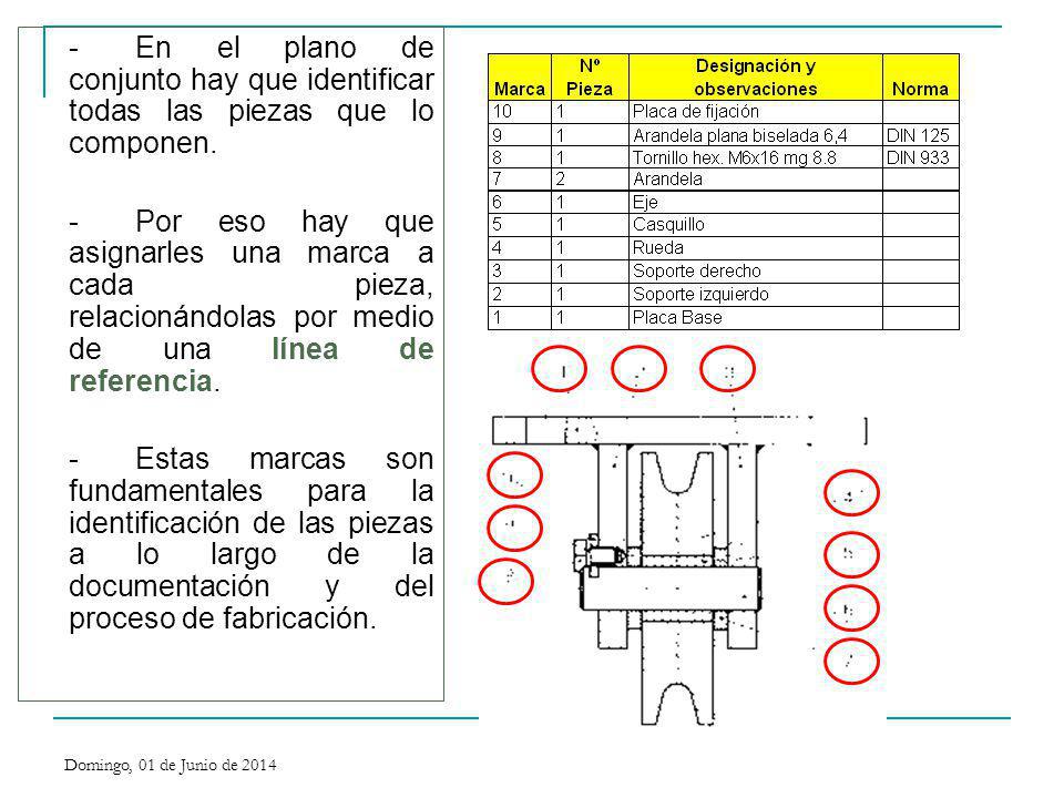 - En el plano de conjunto hay que identificar todas las piezas que lo componen.