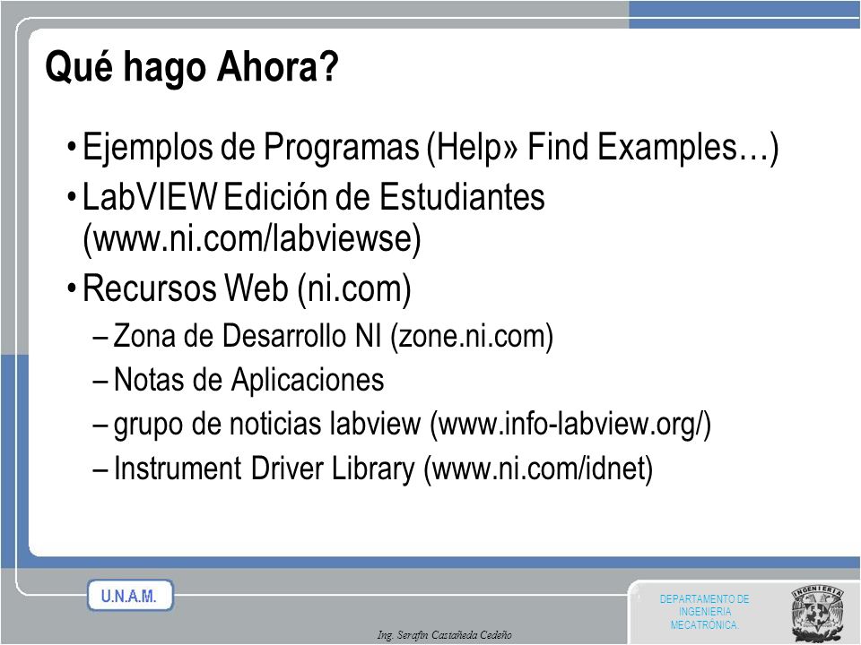 Qué hago Ahora Ejemplos de Programas (Help» Find Examples…)