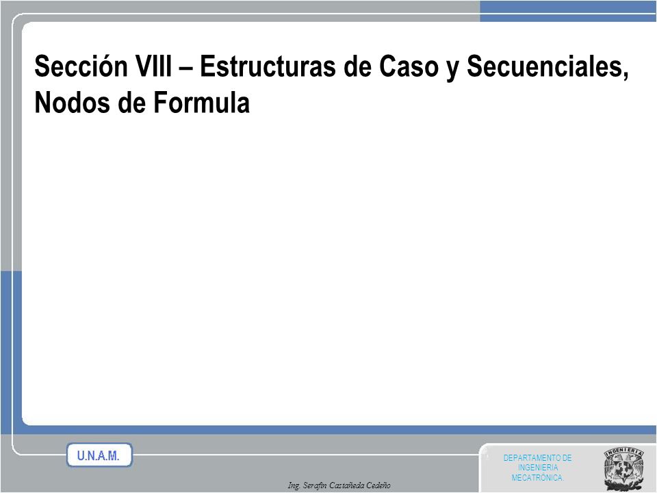 Sección VIII – Estructuras de Caso y Secuenciales, Nodos de Formula