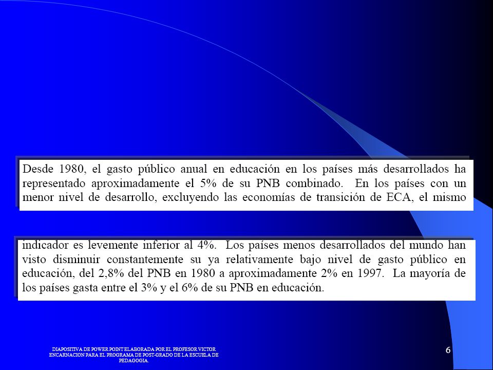 DIAPOSITIVA DE POWER POINT ELABORADA POR EL PROFESOR VICTOR ENCARNACION PARA EL PROGRAMA DE POST-GRADO DE LA ESCUELA DE PEDAGOGIA.