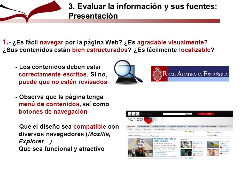 3. Evaluar la información y sus fuentes: Presentación