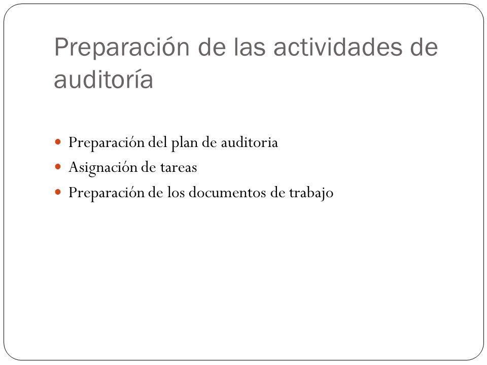 Preparación de las actividades de auditoría