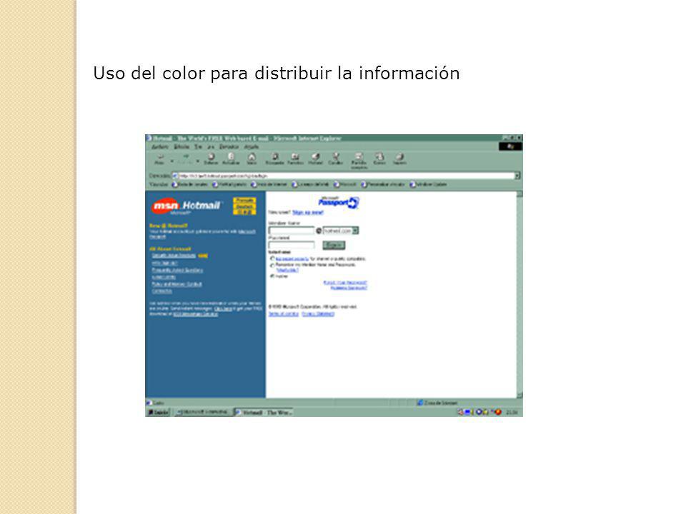 Uso del color para distribuir la información