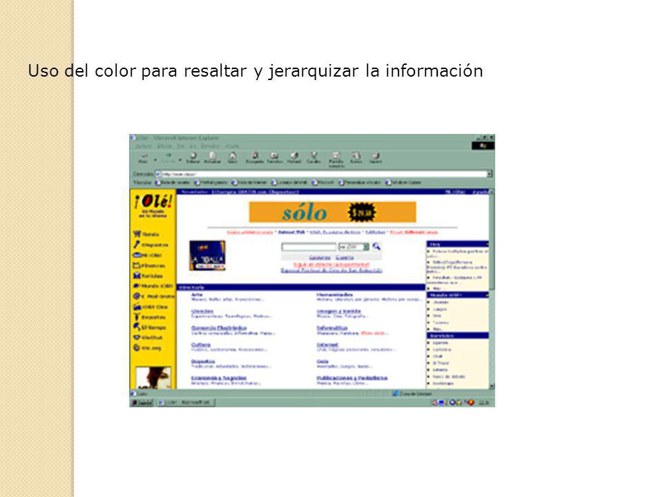 Uso del color para resaltar y jerarquizar la información