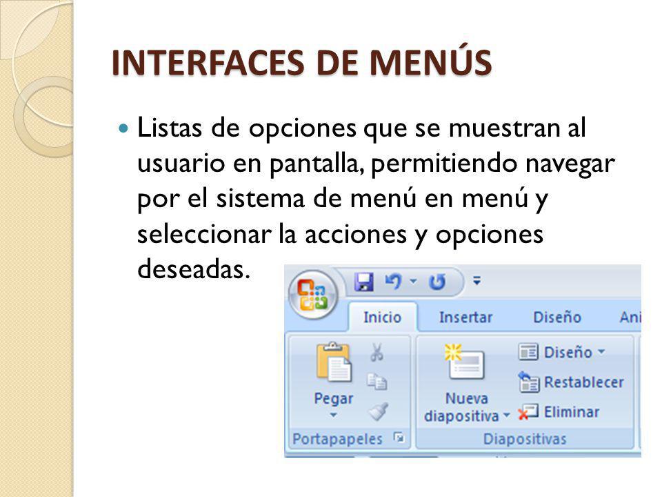 Interfaces de menús
