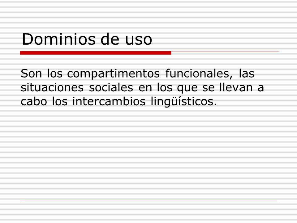 Language and Society 2001 Dominios de uso.