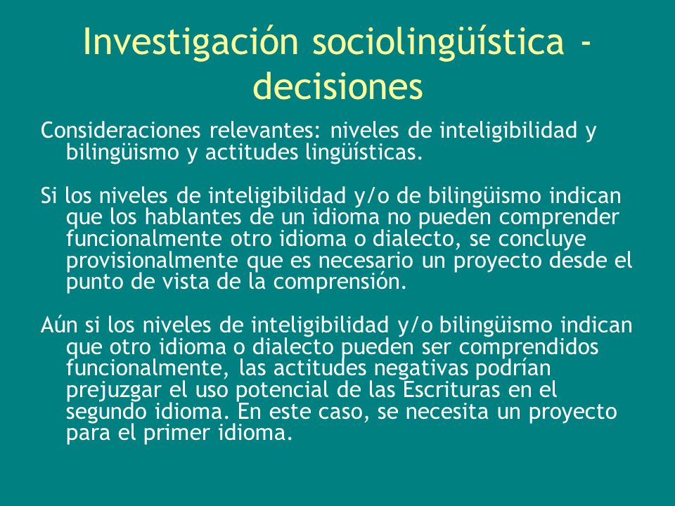 Investigación sociolingüística - decisiones