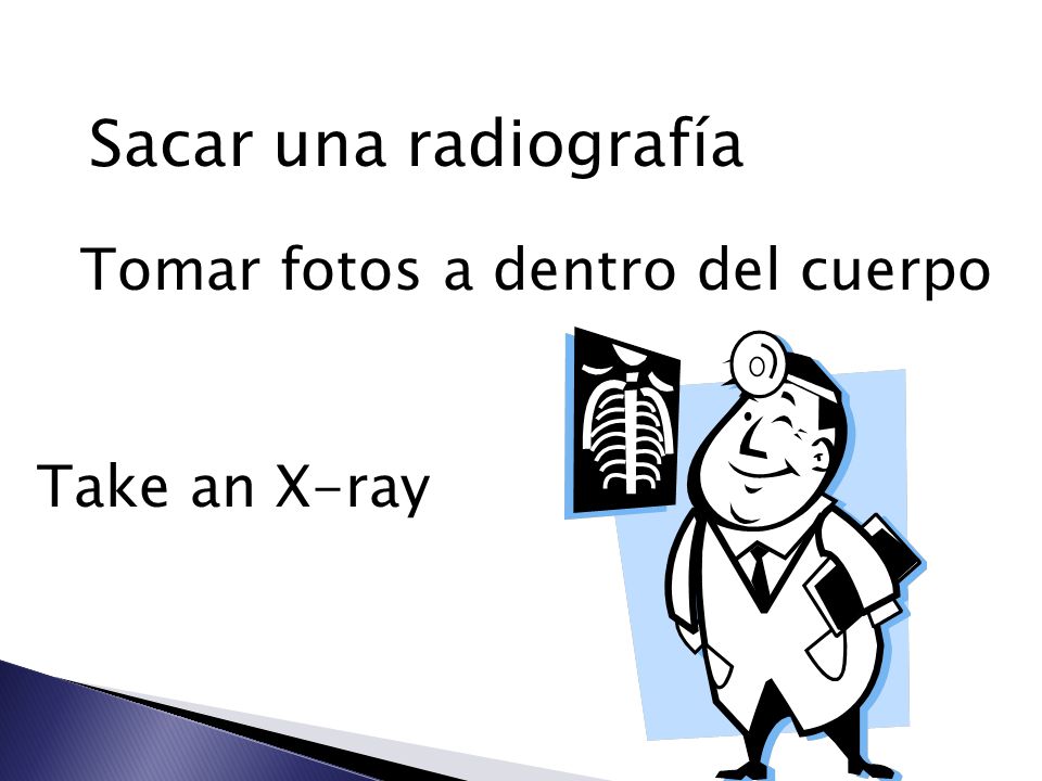 Sacar una radiografía Tomar fotos a dentro del cuerpo Take an X-ray