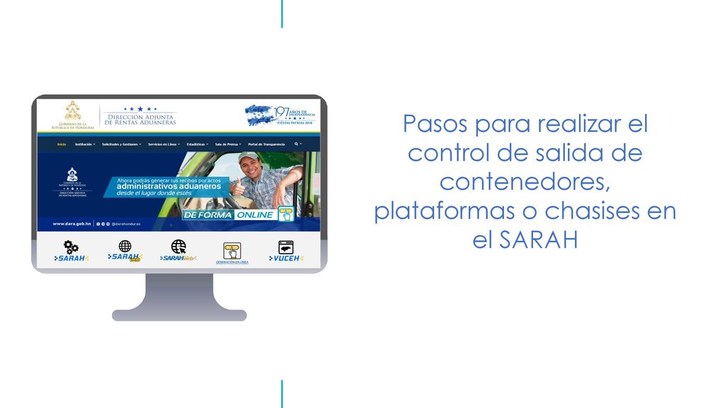 Pasos para realizar el control de salida de contenedores, plataformas o chasises en el SARAH